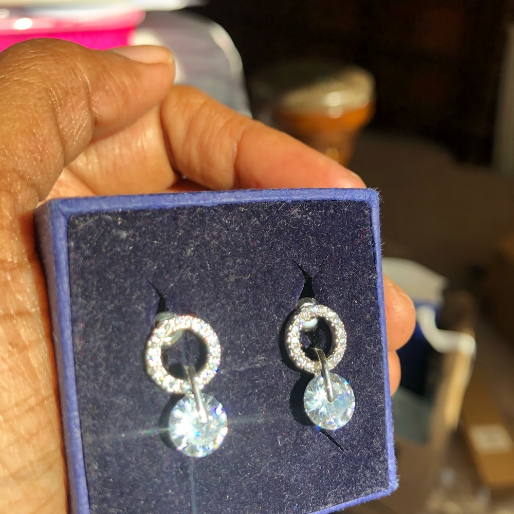 Small Circle Delicate Earrings With Swarovski Ele… - image 8